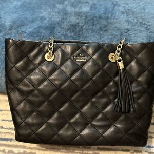 Kate Spade Black Quilted Tote with Tassel
